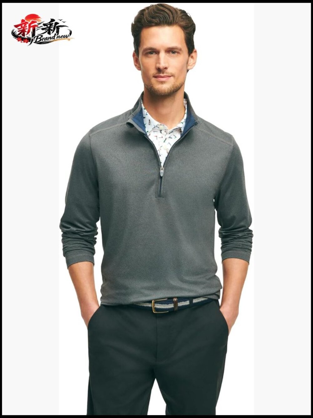 Performance Stretch Long Sleeve Golf Half-Zip Pullover Sweater
